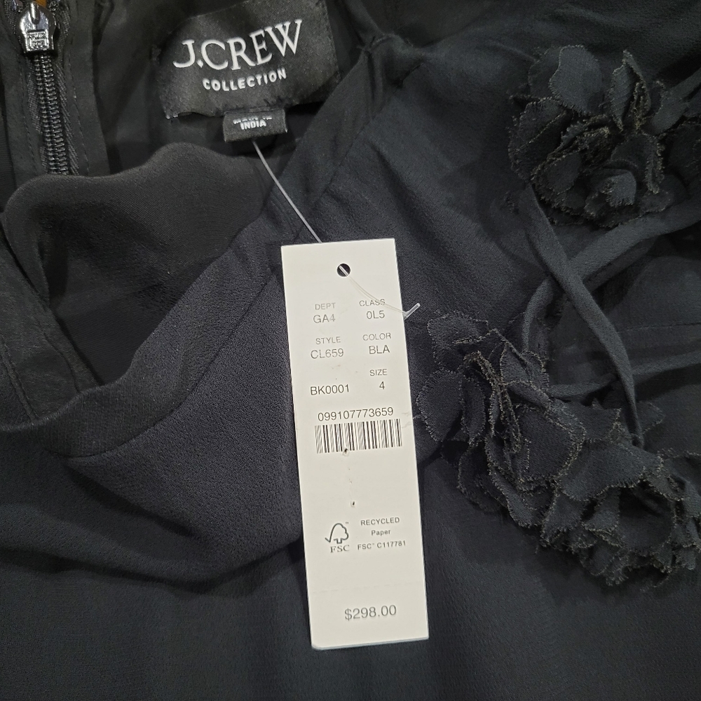 J Crew Collection rosette-strap sheath dress in chiffon Size 4 Black Romantic - Picture 8 of 11